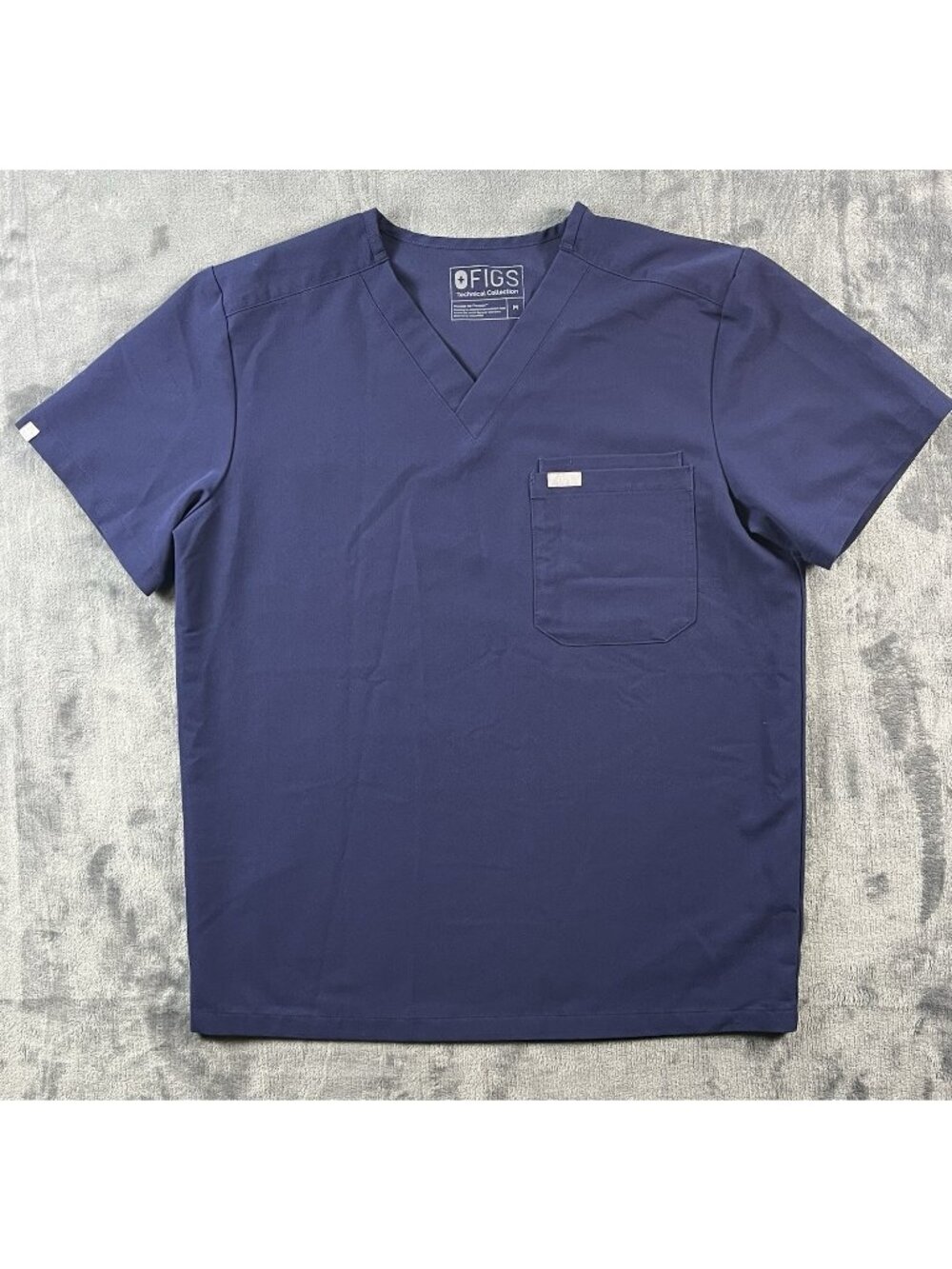 Figs Technical Leon Three Pocket Scrub Top Navy Blue Mens M Medical Dental Vet